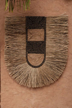 Boho Wanddeko aus geflochtenem Naturgras 85x78 cm