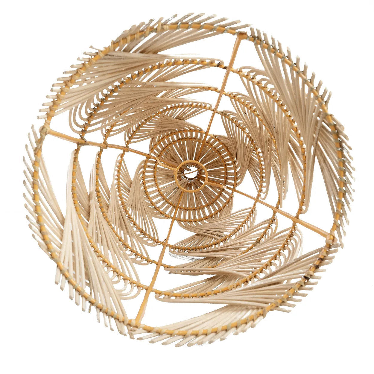 Suspension en rotin naturel tressé forme bouteille ondulée – H70 cm