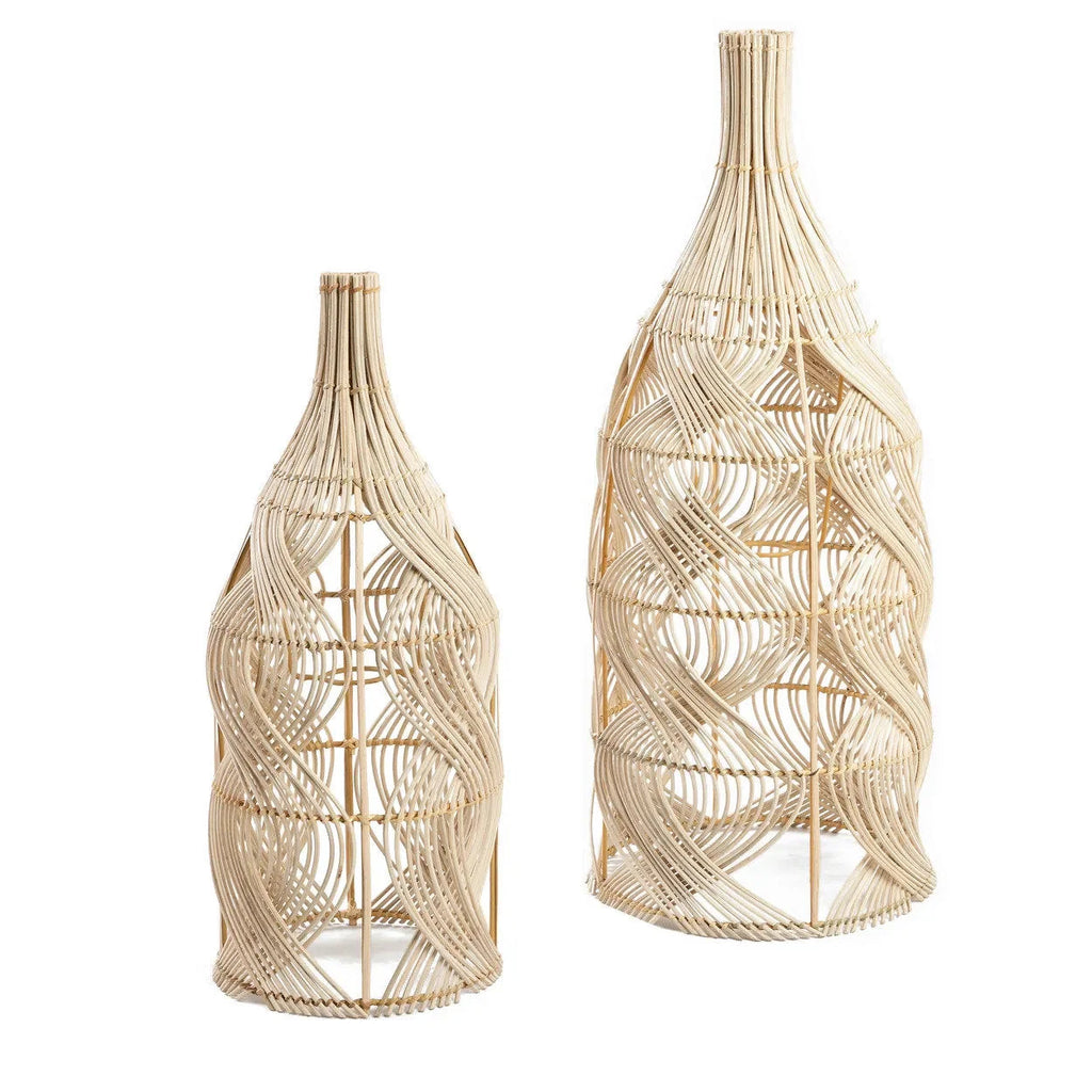 Hängeleuchte aus Rattan Natur in geschwungener Flaschenform – H55 cm