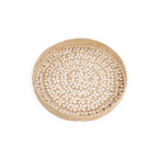 Runde Wanddeko aus geflochtenen Muscheln – Naturweiß – Ø42 cm
