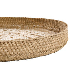 Runde Wanddeko aus geflochtenen Muscheln – Naturweiß – Ø42 cm