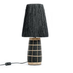 Tischlampe aus Terrakotta und strukturiertem Rattan in Schwarz – H56 cm