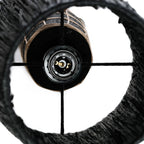 Tischlampe aus Terrakotta und strukturiertem Rattan in Schwarz – H56 cm