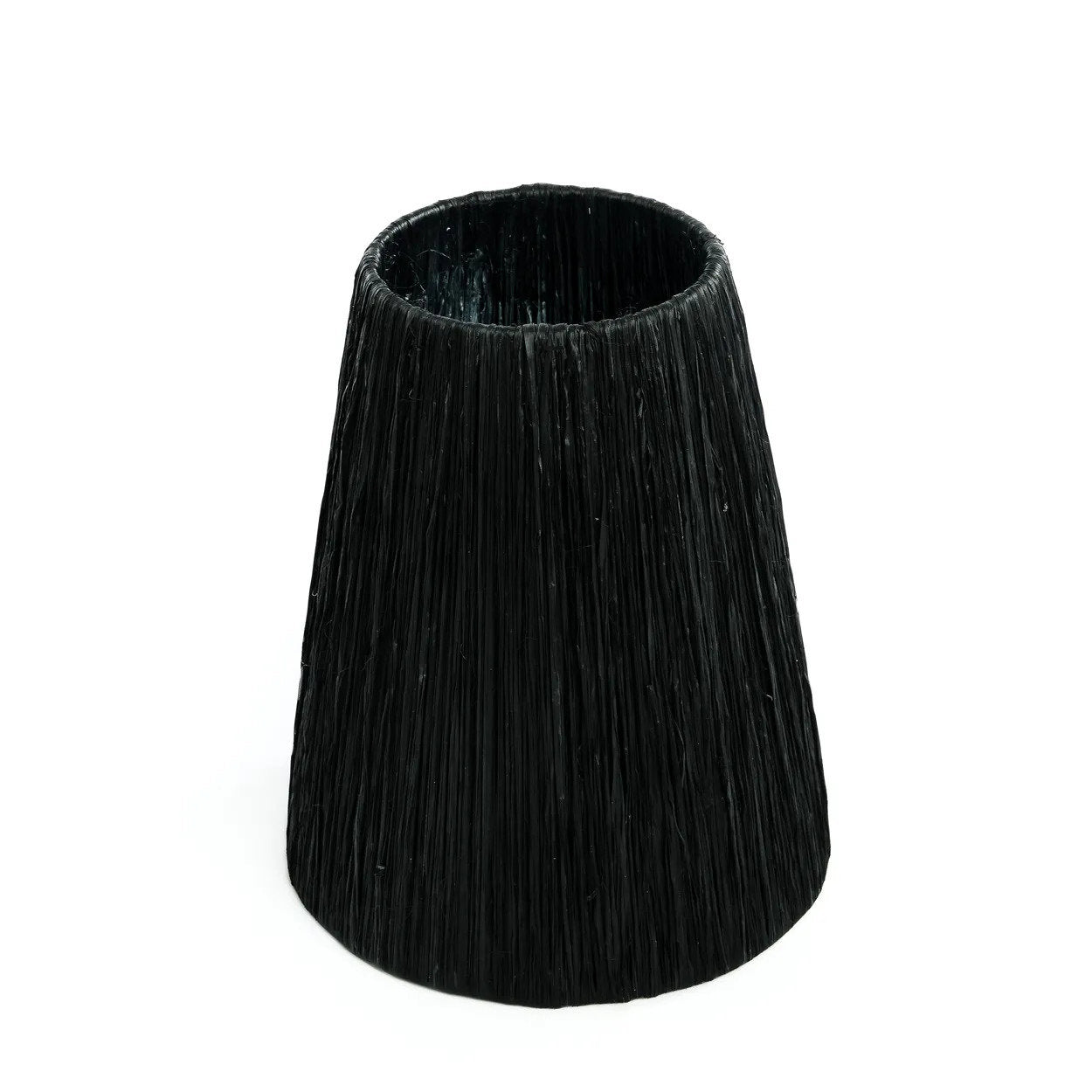 Tischlampe aus Terrakotta und strukturiertem Rattan in Schwarz – H56 cm