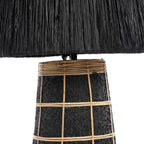 Tischlampe aus Terrakotta und strukturiertem Rattan in Schwarz – H56 cm