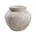 Bauchige Vase aus Terrakotta und Rattan 33x27 cm