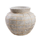 Bauchige Vase aus Terrakotta und Rattan 33x27 cm