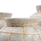 Bauchige Vase aus Terrakotta und Rattan 33x27 cm