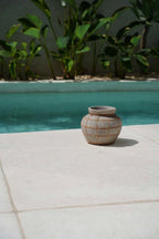 Vase aus Terrakotta und Rattan 25 cm Beton Natur