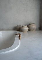 Vase aus Terrakotta und Rattan 25 cm Beton Natur