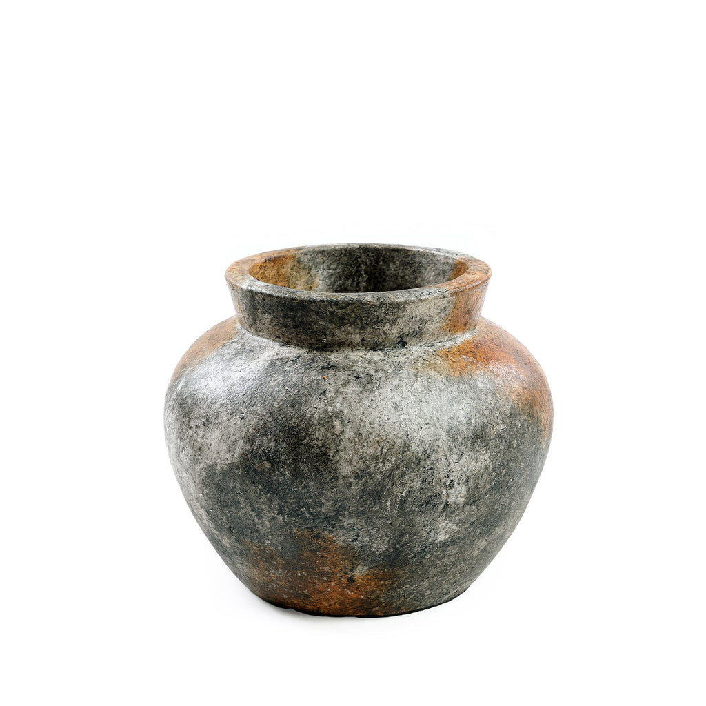 Terrakotta-Vase in Antikgrau 19 cm für Trockenblumen