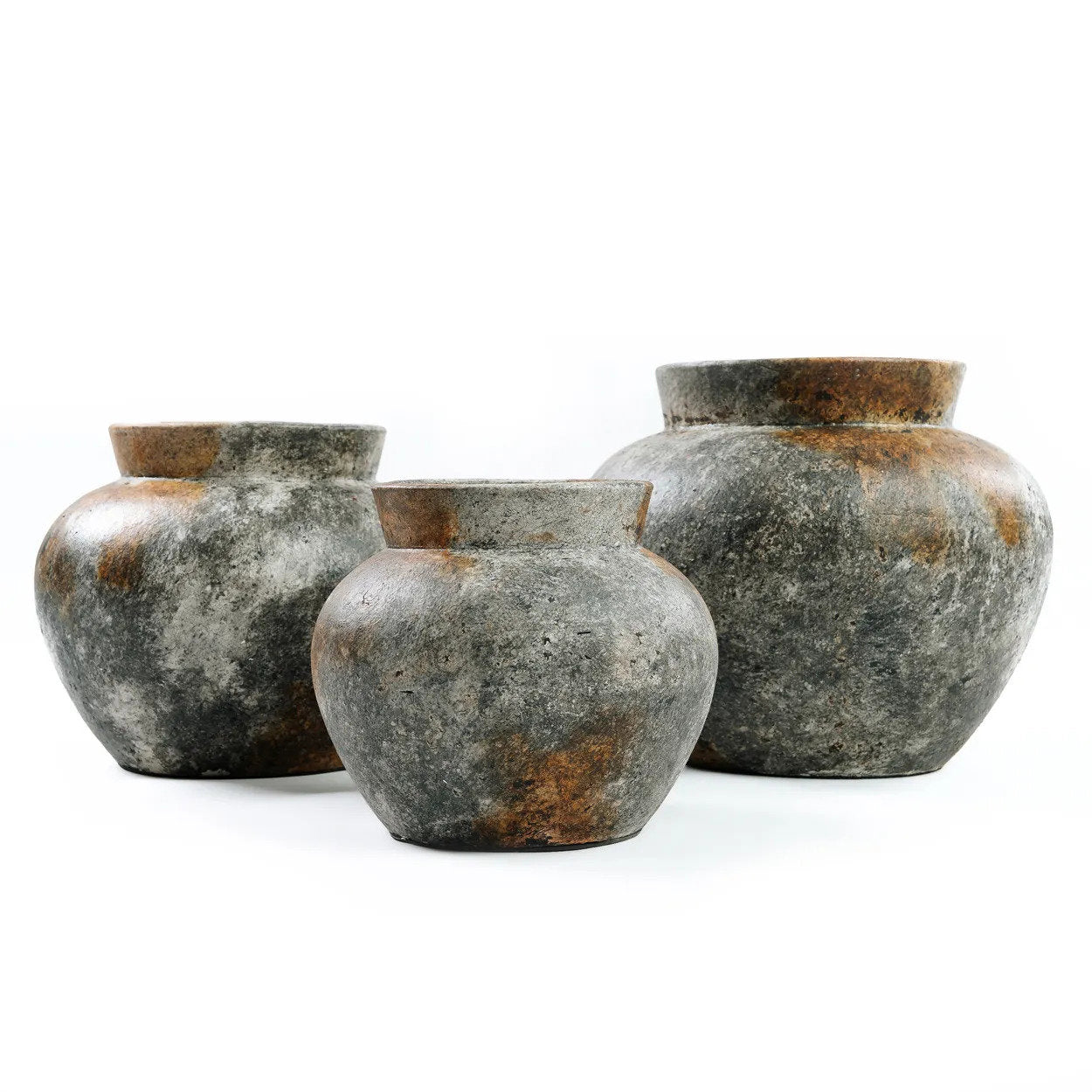 Terrakotta-Vase in Antikgrau 19 cm für Trockenblumen