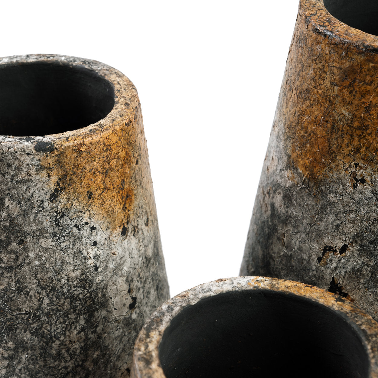 Vase aus Terrakotta in Steinoptik, grau gesprenkelt – H26 cm - M