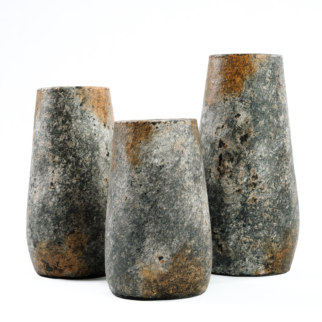 Vase aus Terrakotta in Steinoptik, grau gesprenkelt – H26 cm - M