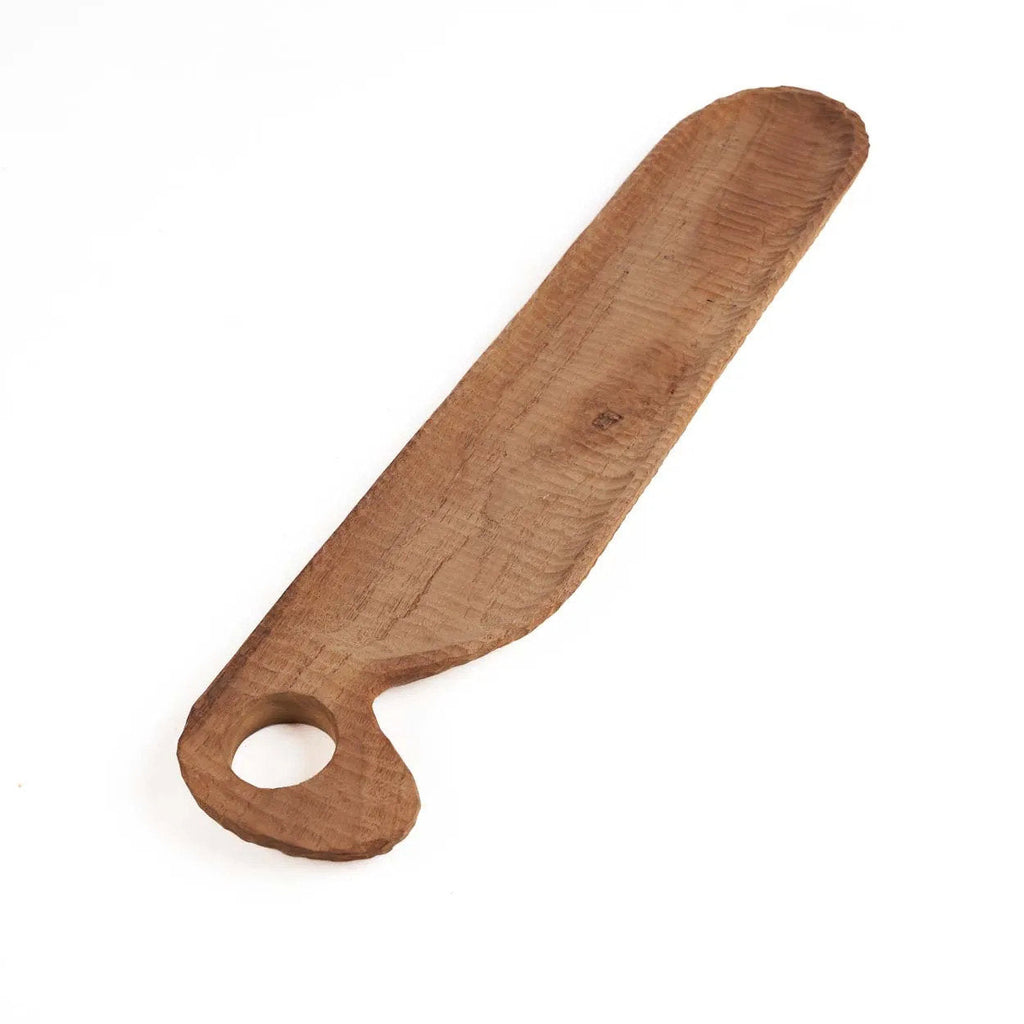 Schneidebrett aus massivem Teakholz mit durchbrochenem Griff – 45x9 cm