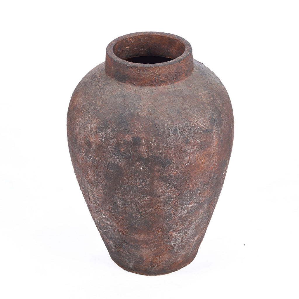 Amphoren-Vase aus Terrakotta in Bordeaux, patiniert – H70 cm - XXL