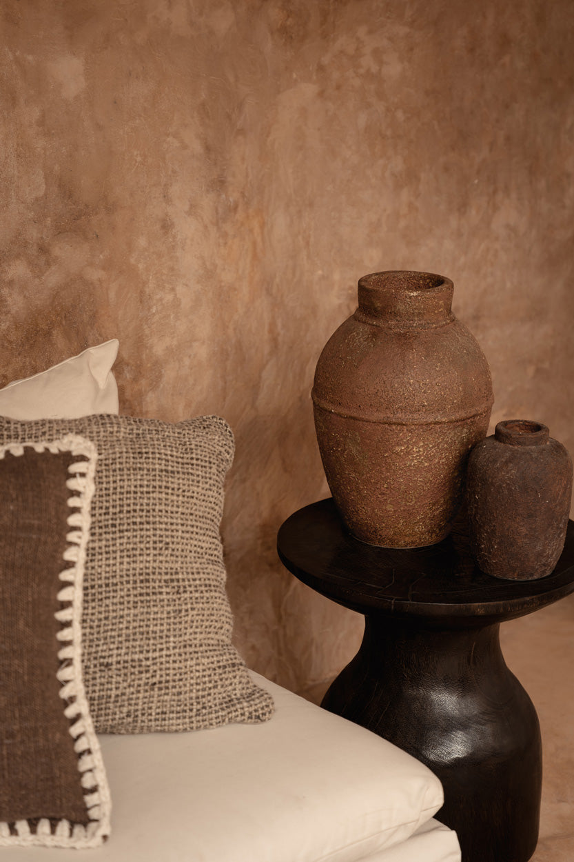 Vase en terracotta finition brun rouille texturée – H20 cm - S