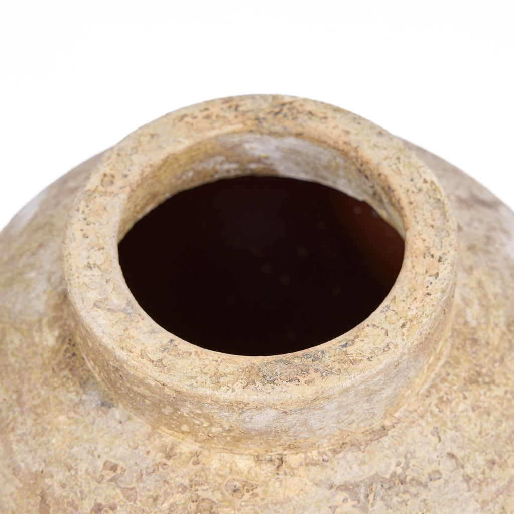 Deko-Vase aus Terrakotta in Creme, Krugform, patiniert – H30 cm - M