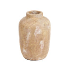 Deko-Vase aus Terrakotta in Creme, Krugform, patiniert – H30 cm - M