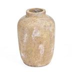 Deko-Vase aus Terrakotta in Creme, Krugform, patiniert – H30 cm - M