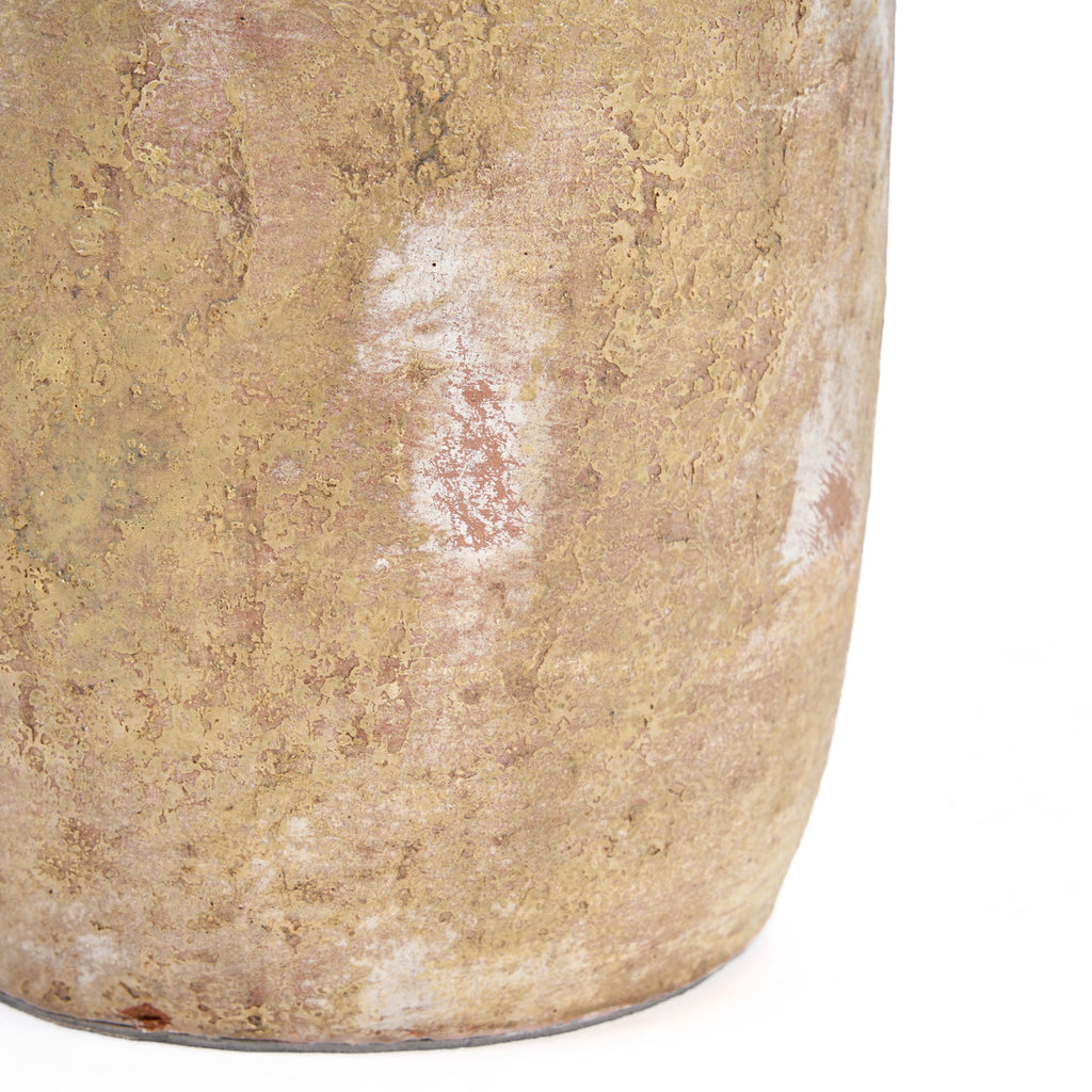 Deko-Vase aus Terrakotta in Creme, Krugform, patiniert – H30 cm - M