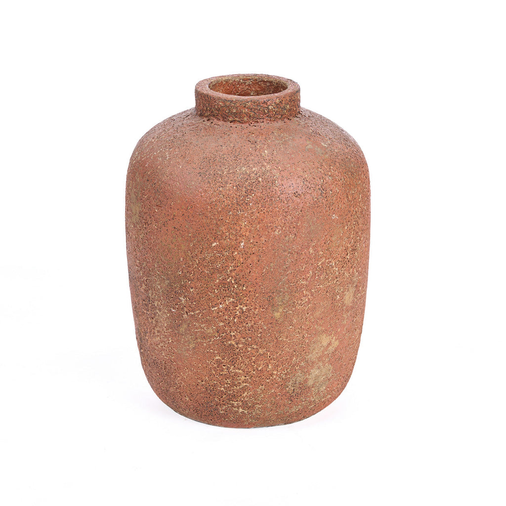 Terrakotta-Vase in Braun mit Struktur und kurzem Hals – H40 cm - L