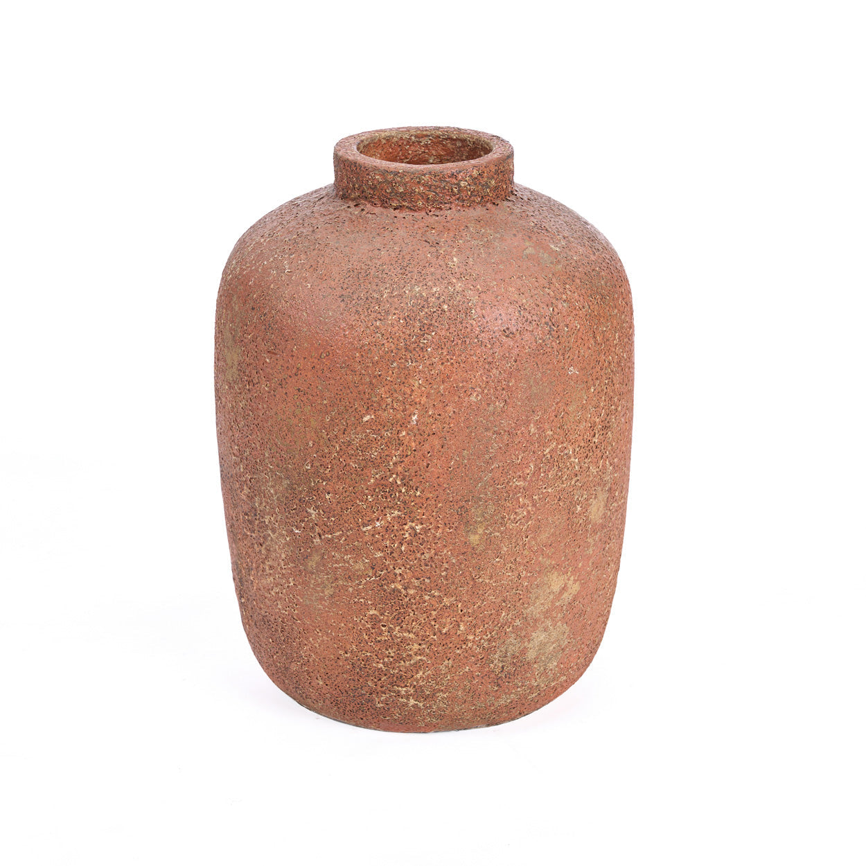 Terrakotta-Vase in Braun mit Struktur und kurzem Hals – H40 cm - L
