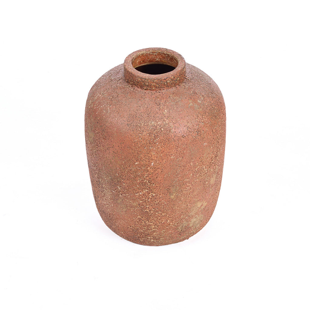Terrakotta-Vase in Braun mit Struktur und kurzem Hals – H40 cm - L