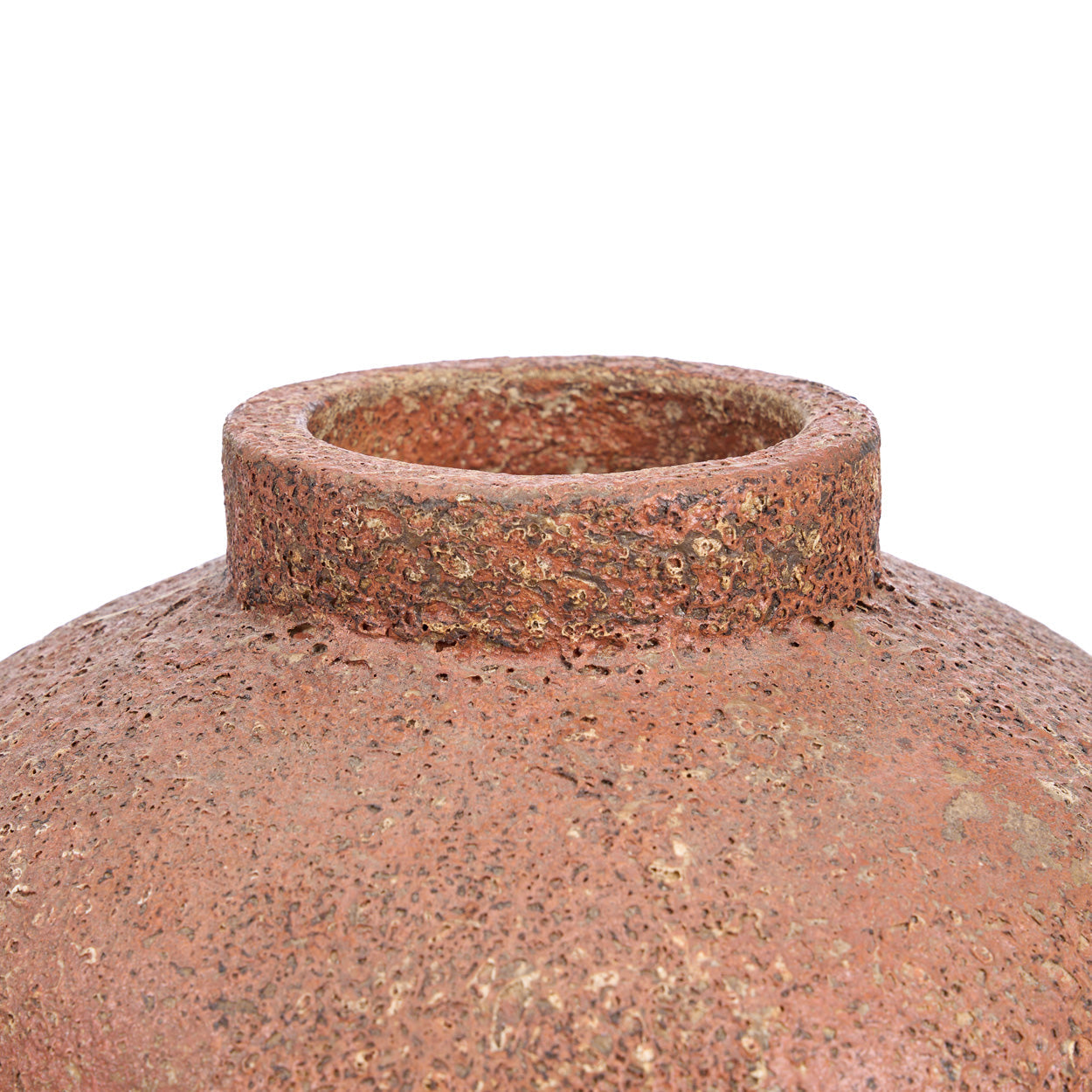 Terrakotta-Vase in Braun mit Struktur und kurzem Hals – H40 cm - L