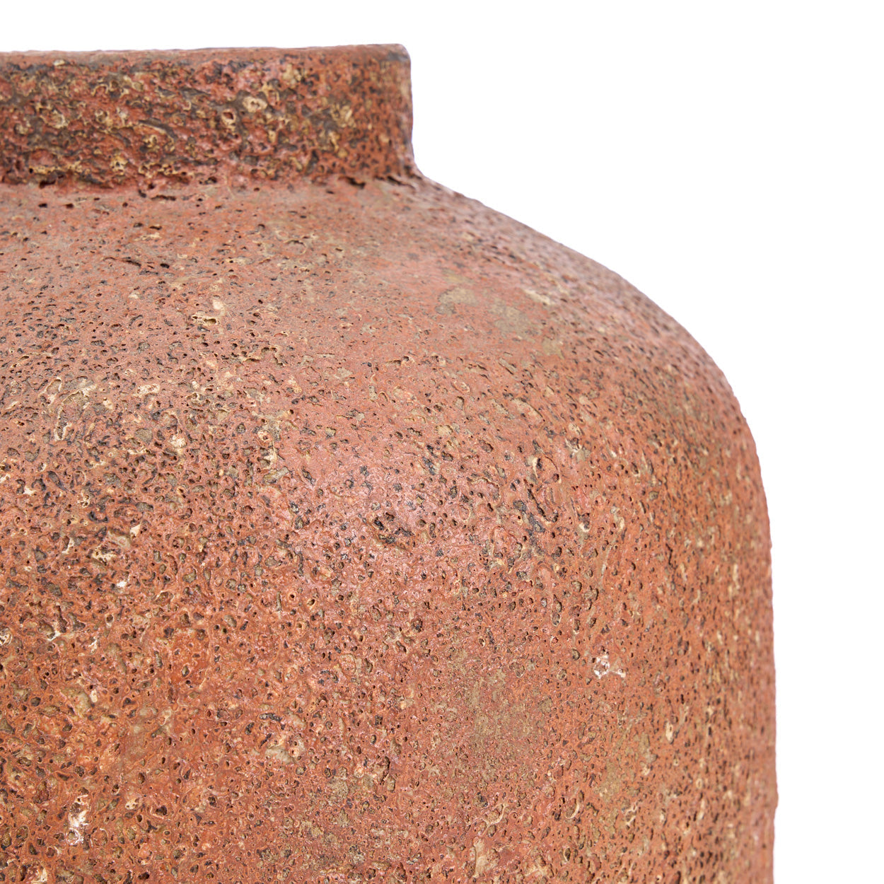 Terrakotta-Vase in Braun mit Struktur und kurzem Hals – H40 cm - L