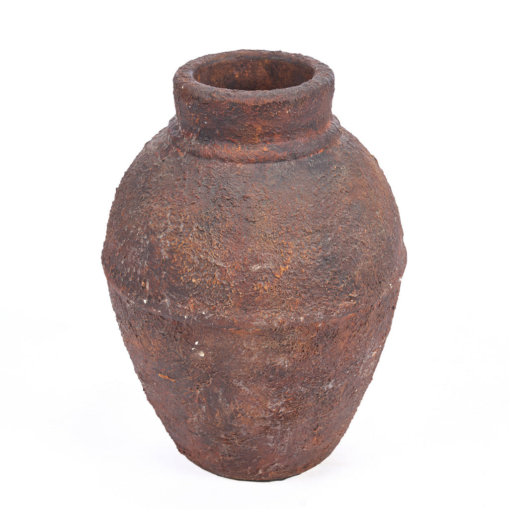 Terrakotta-Vase in Bordeaux mit Struktur – Krugform, H30 cm - M