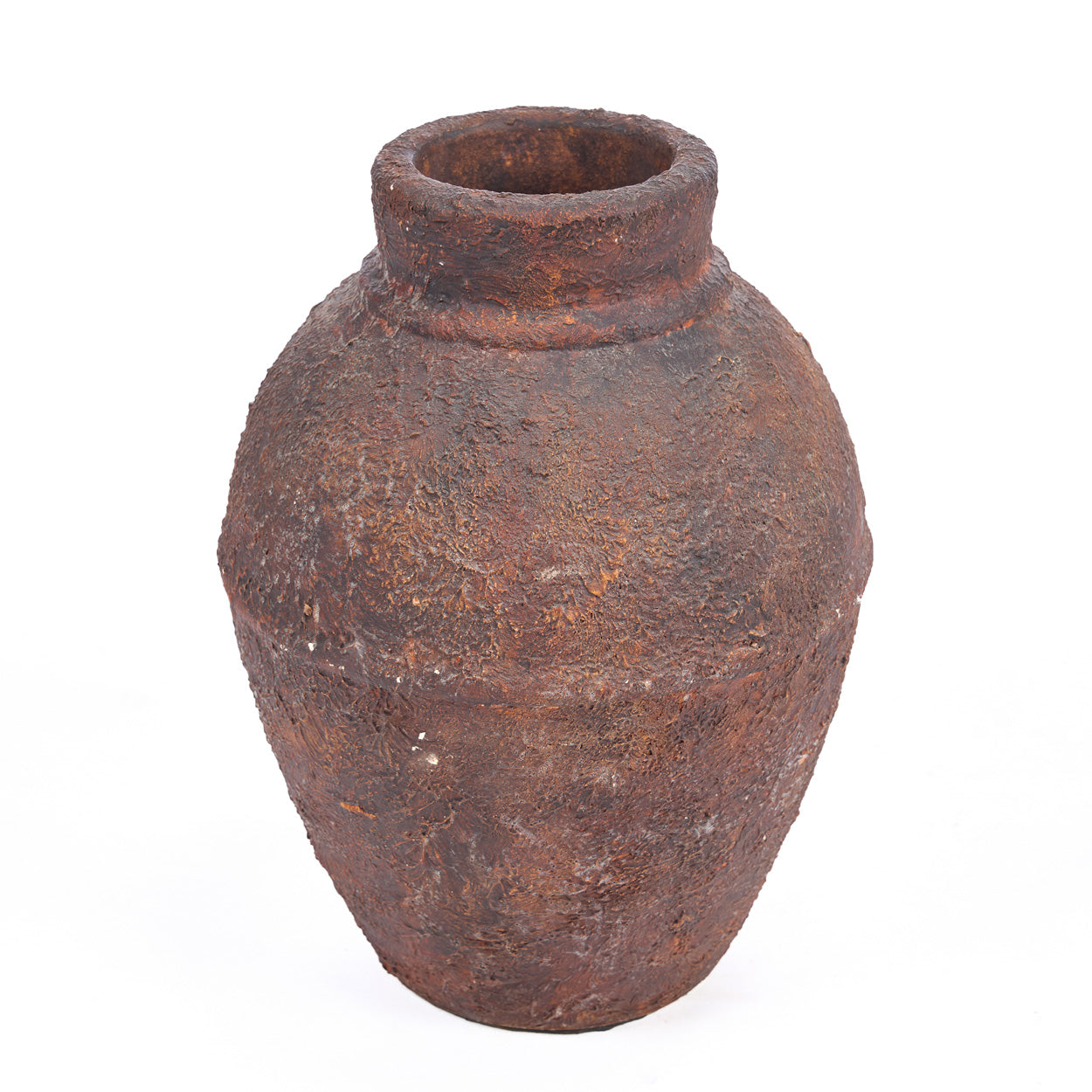 Terrakotta-Vase in Bordeaux mit Struktur – Krugform, H30 cm - M