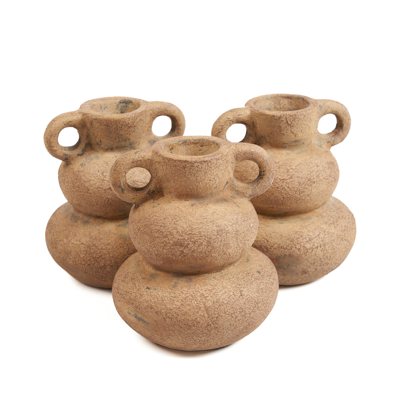 Vase en céramique sable à anses finition patinée – H18 cm - S