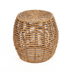 Hocker aus geflochtenem Bananenblatt in Honigfarbe, durchbrochen – H45 cm