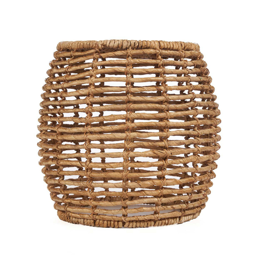 Hocker aus geflochtenem Bananenblatt in Honigfarbe, durchbrochen – H45 cm