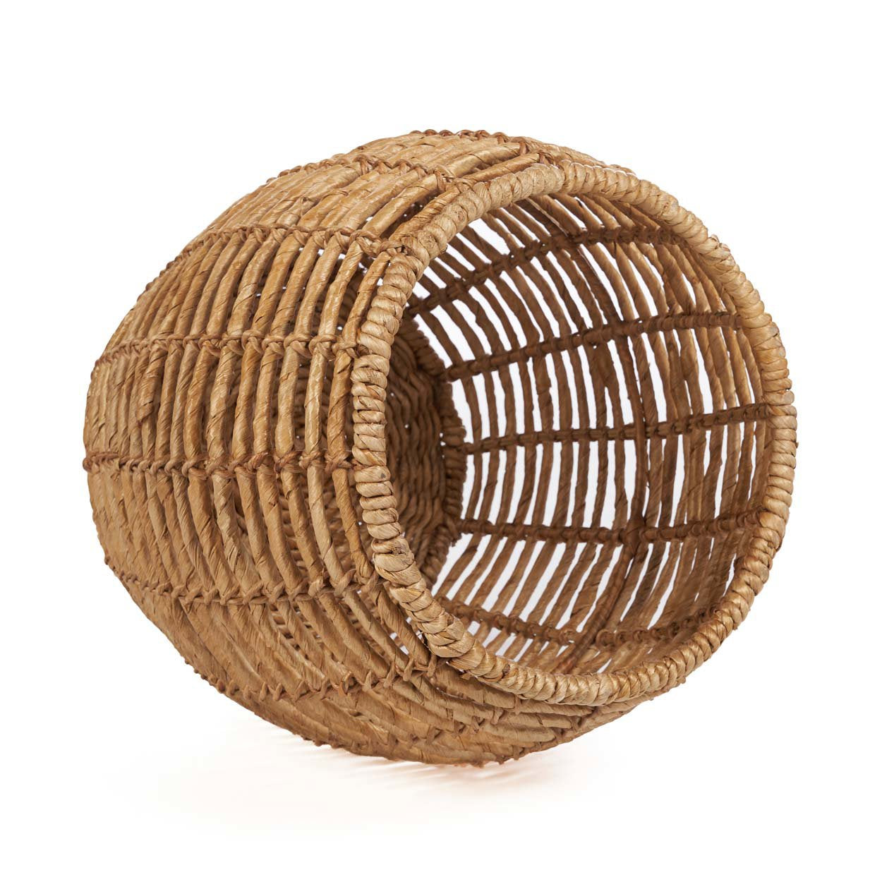 Hocker aus geflochtenem Bananenblatt in Honigfarbe, durchbrochen – H45 cm