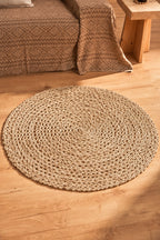 Runder Teppich aus geflochtenem Sisal in Naturbeige – Ø100 cm
