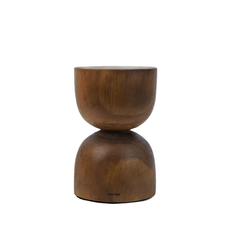 Hocker aus massivem Suarholz in Sanduhrform, honigfarben – H45 cm