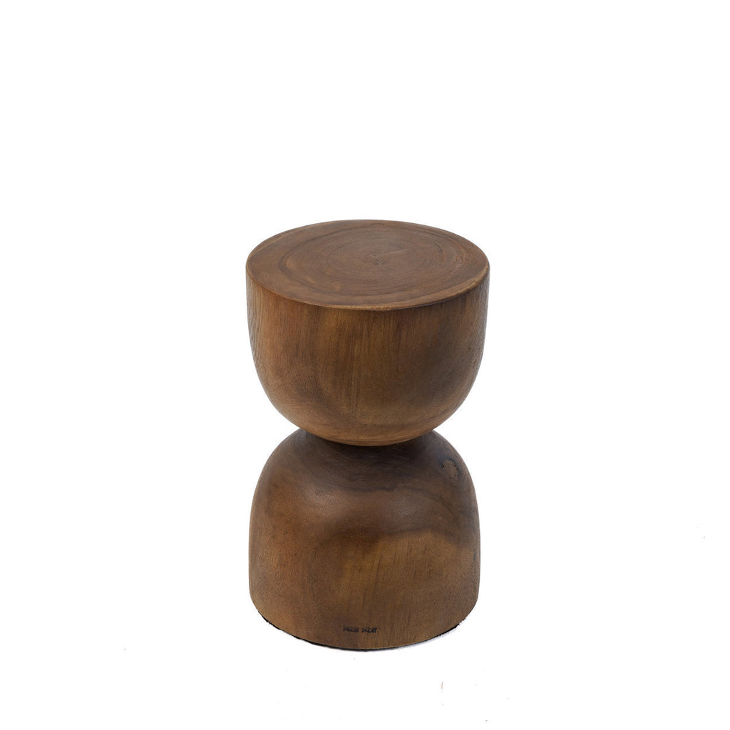 Hocker aus massivem Suarholz in Sanduhrform, honigfarben – H45 cm