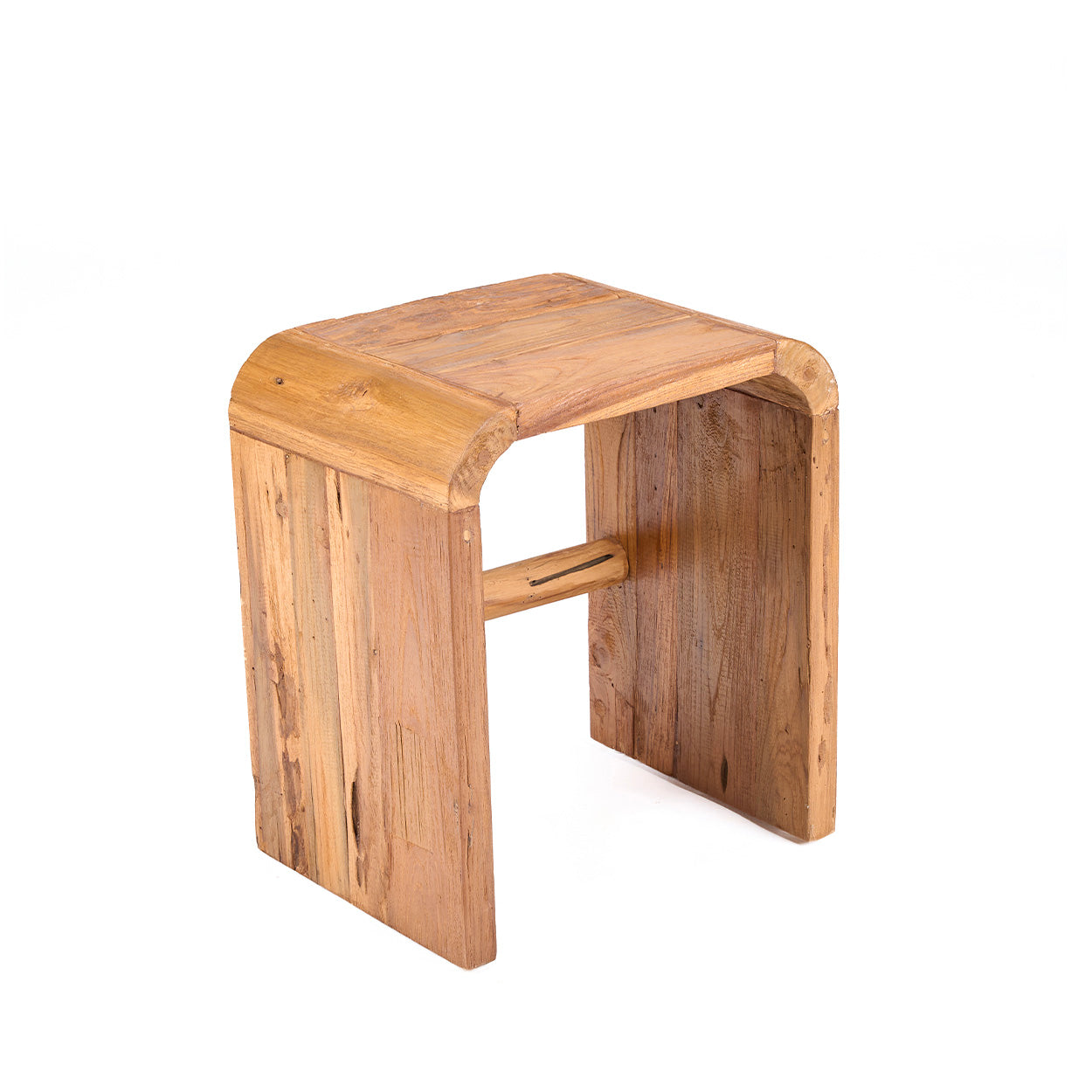 Beistellhocker aus massivem Teak mit weichen Rundungen – 30x40 cm