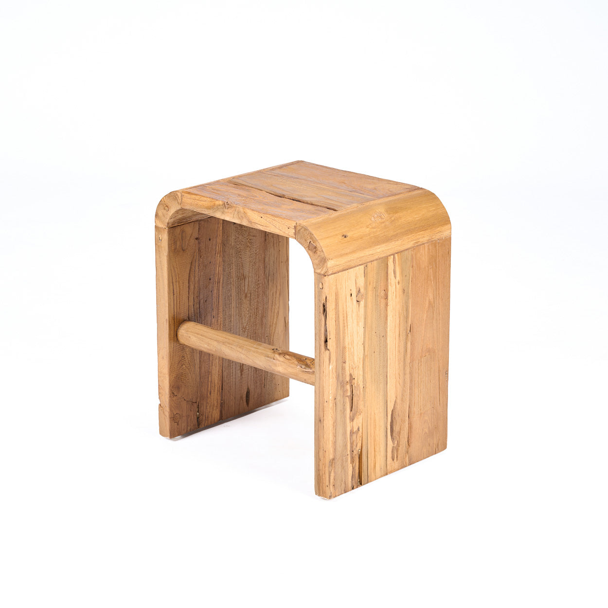Beistellhocker aus massivem Teak mit weichen Rundungen – 30x40 cm