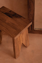 Rechteckiger Hocker aus massivem Teakholz, natur – 45 cm