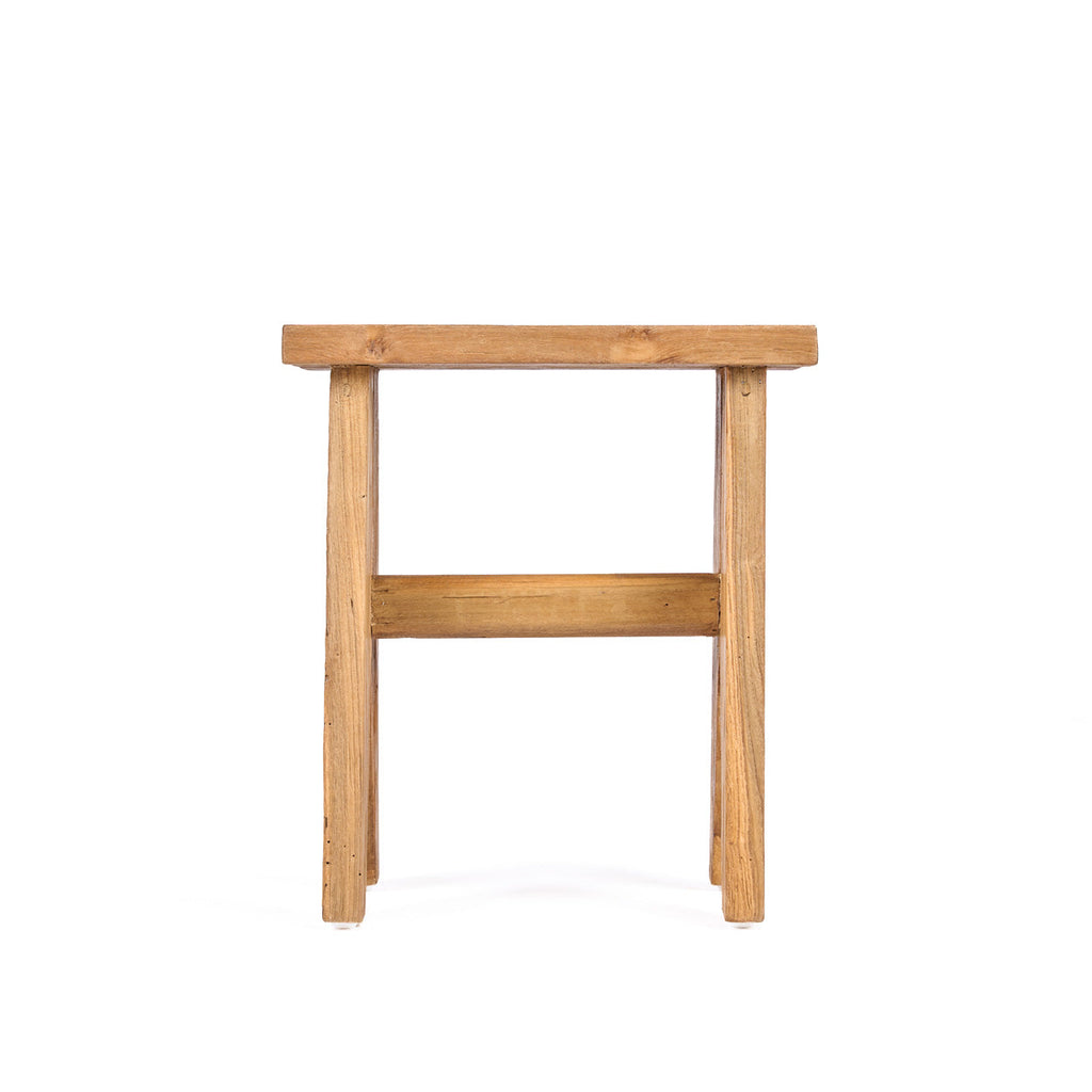 Rechteckiger Hocker aus massivem Teakholz, natur – 45 cm