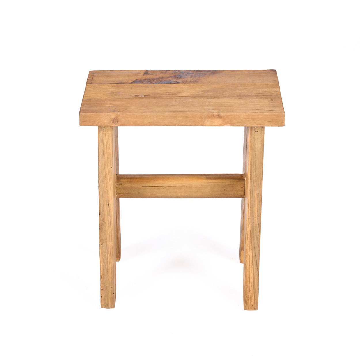 Rechteckiger Hocker aus massivem Teakholz, natur – 45 cm