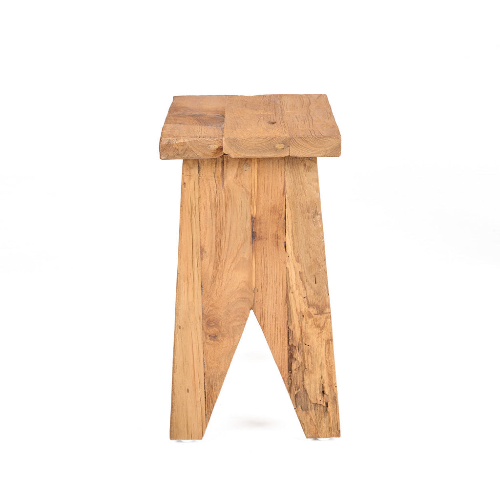 Rechteckiger Hocker aus massivem Teakholz, natur – 45 cm