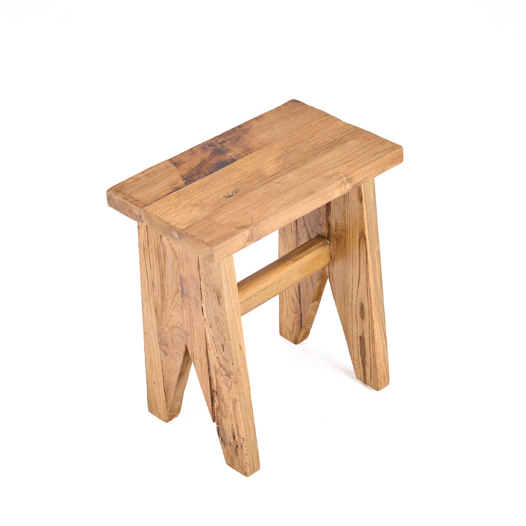 Rechteckiger Hocker aus massivem Teakholz, natur – 45 cm