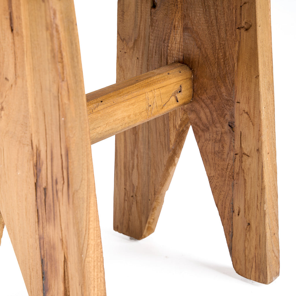 Rechteckiger Hocker aus massivem Teakholz, natur – 45 cm