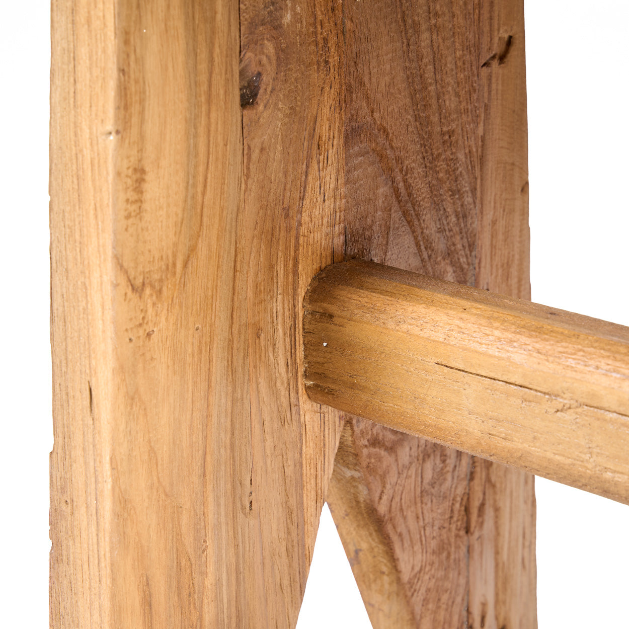 Rechteckiger Hocker aus massivem Teakholz, natur – 45 cm