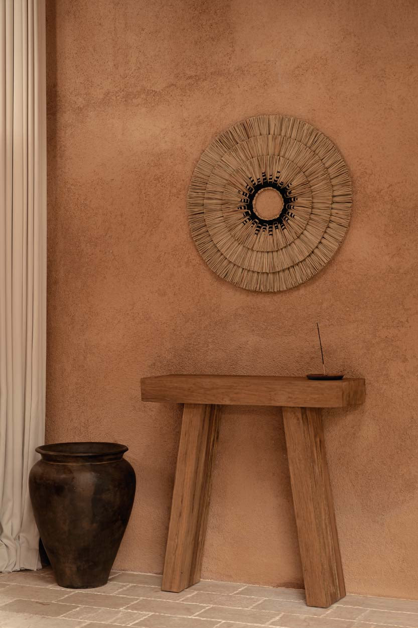 Konsolentisch aus massivem Teakholz natur für Flur oder Wohnzimmer – 86x30 cm