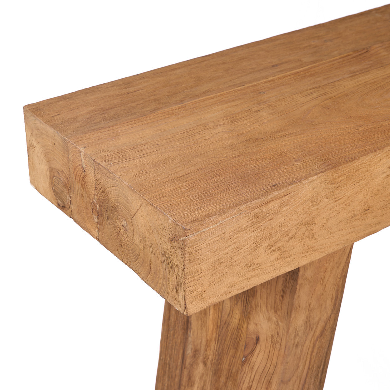 Konsolentisch aus massivem Teakholz natur für Flur oder Wohnzimmer – 86x30 cm